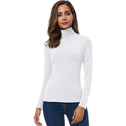 Red slim fit roll neck jumper with a sleek, form-fitting shape for layering