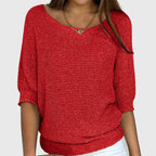 Women's beige elegant knit jumper with a soft-touch finish