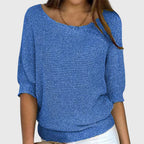 Women's beige elegant knit jumper with a soft-touch finish