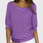 Women's beige elegant knit jumper with a soft-touch finish