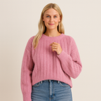 Pink lightweight cashmere jumper with a soft, breathable feel for autumn