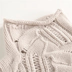 Women's chunky cable knit pointelle roll neck jumper