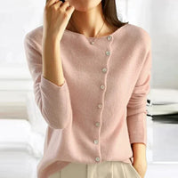Zelda | Women's Lightweight Fine Knit Asymmetric Button-Up Cardigan