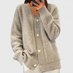 Women's Cosy Cable Knit V-Neck Button-Through Cardigan Detail