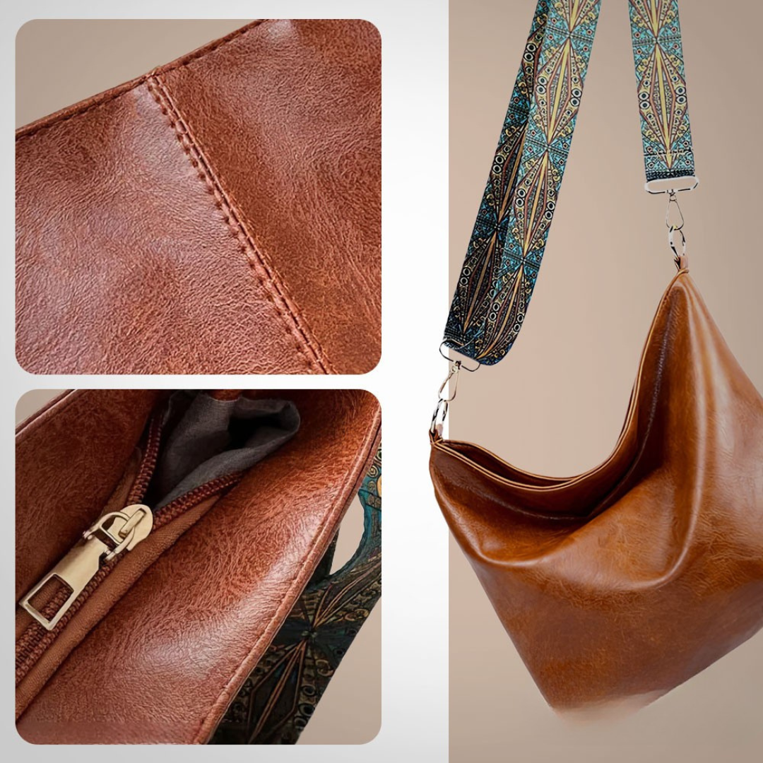 Tote bag with decorative strap detail, product still life