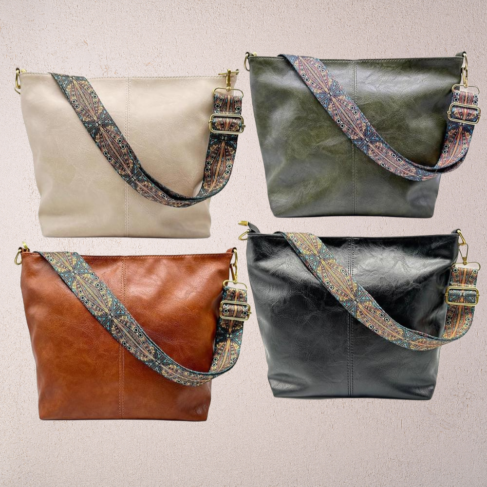 Tote bag with decorative strap detail, product still life