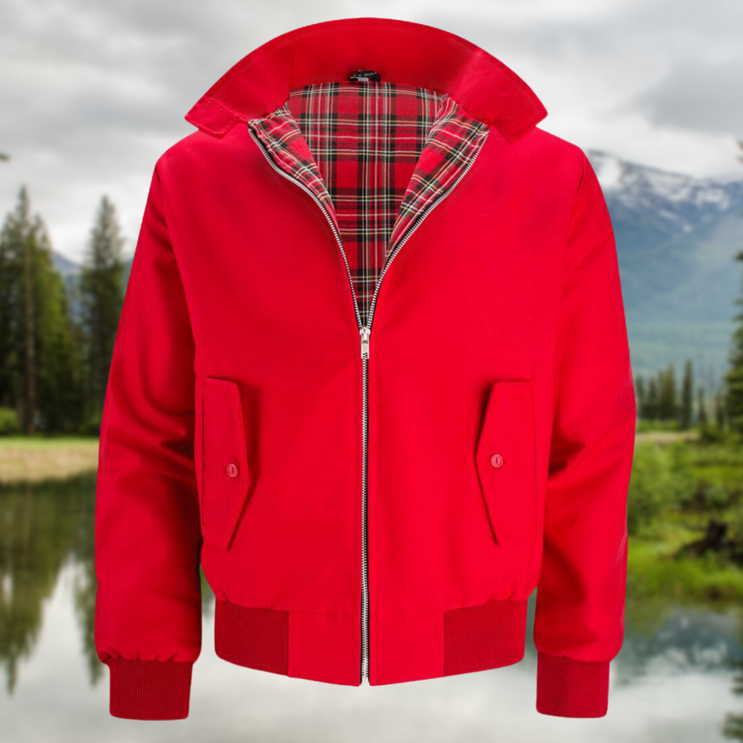 Men's beige ribbed cuff harrington jacket for autumn