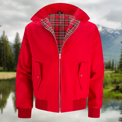 Men's beige ribbed cuff harrington jacket for autumn
