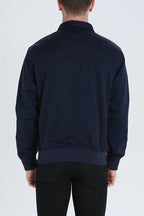 Men's dark blue ribbed cuff harrington jacket for autumn