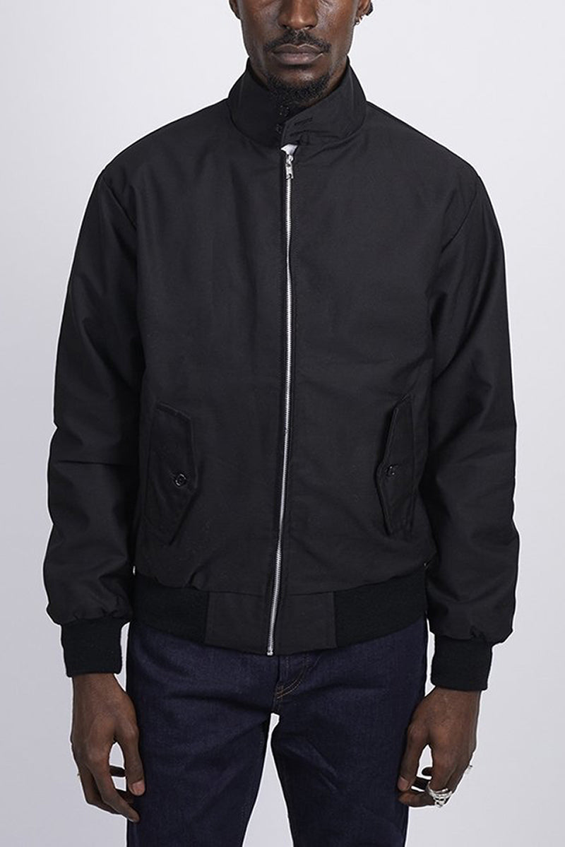 Men's black ribbed cuff harrington jacket for autumn