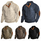 Men's beige fleece crew neck jumper for outdoor layering