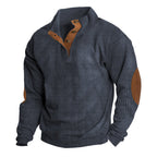 Men's beige fleece crew neck jumper for outdoor layering