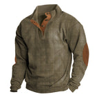 Men's beige fleece crew neck jumper for outdoor layering