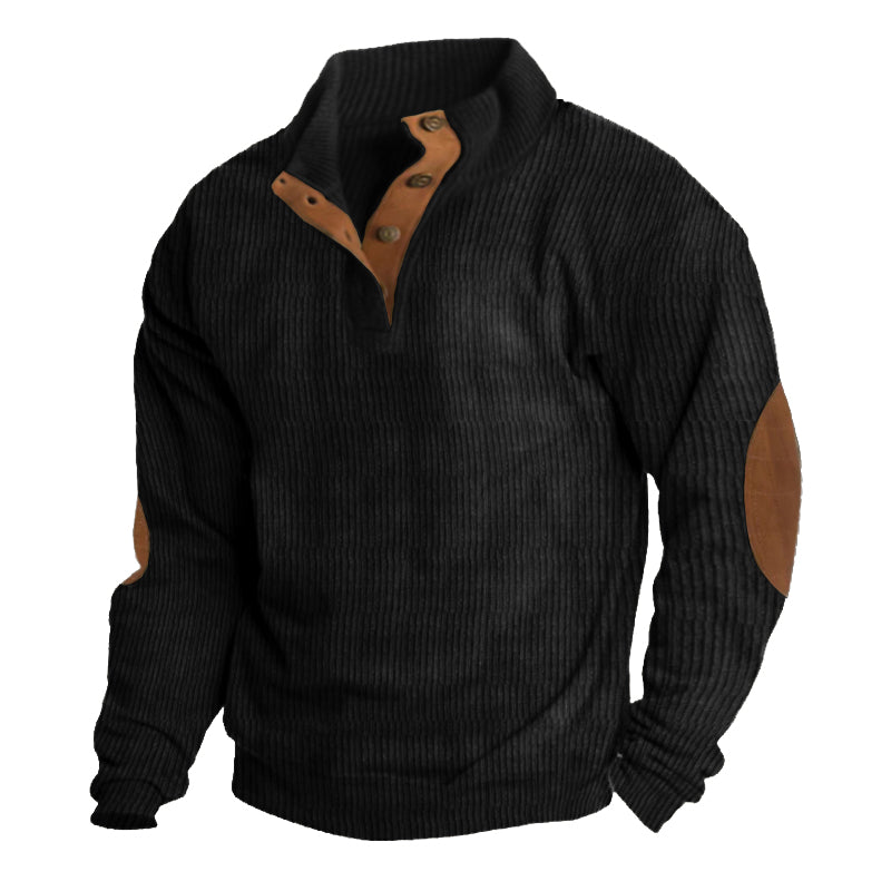 Men's black fleece crew neck jumper for outdoor layering