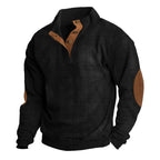 Men's black fleece crew neck jumper for outdoor layering