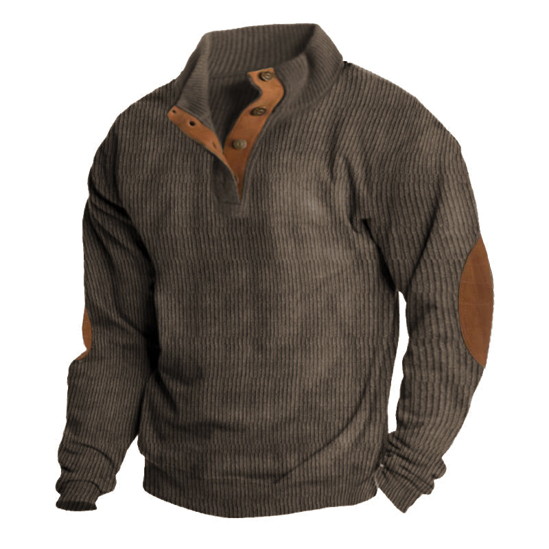 Men's black fleece crew neck jumper for outdoor layering