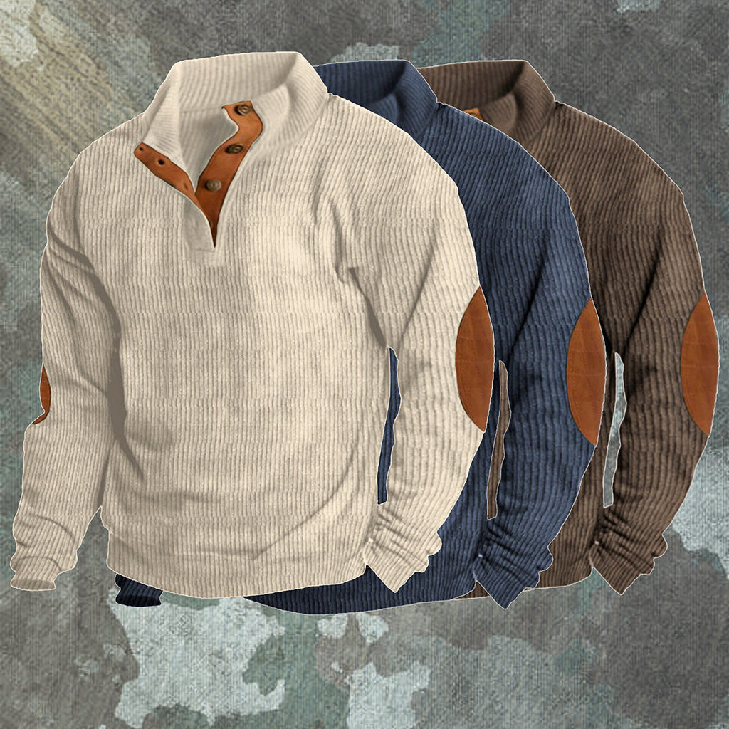 Men's black fleece crew neck jumper for outdoor layering