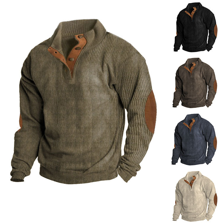 Men's black fleece crew neck jumper for outdoor layering