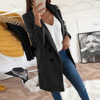 Women's yellow lapel collar button front coat with front pockets, autumn layering piece