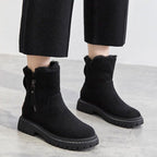 Suede platform ankle boots, slip-on style, product still life