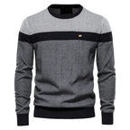 Men's blue classic crew neck knitted jumper for autumn
