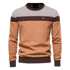 Men's green classic crew neck knitted jumper for autumn