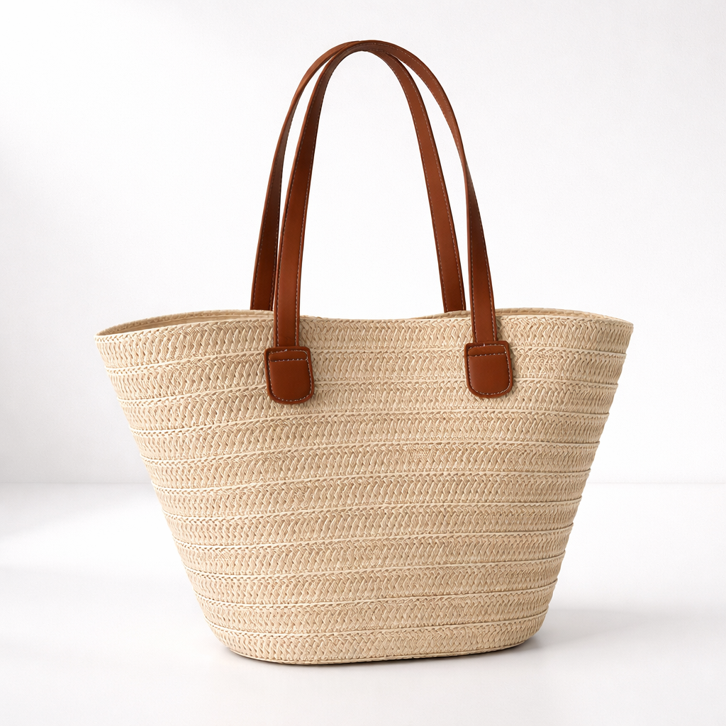 Woven tote bag, front view