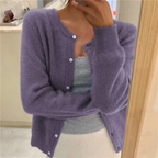 Grey open front knit cardigan with a loose, everyday fit for layering