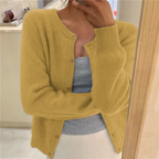 Grey open front knit cardigan with a loose, everyday fit for layering