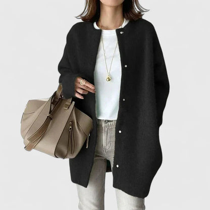 Women's dark grey tailored jacket with a button-front closure