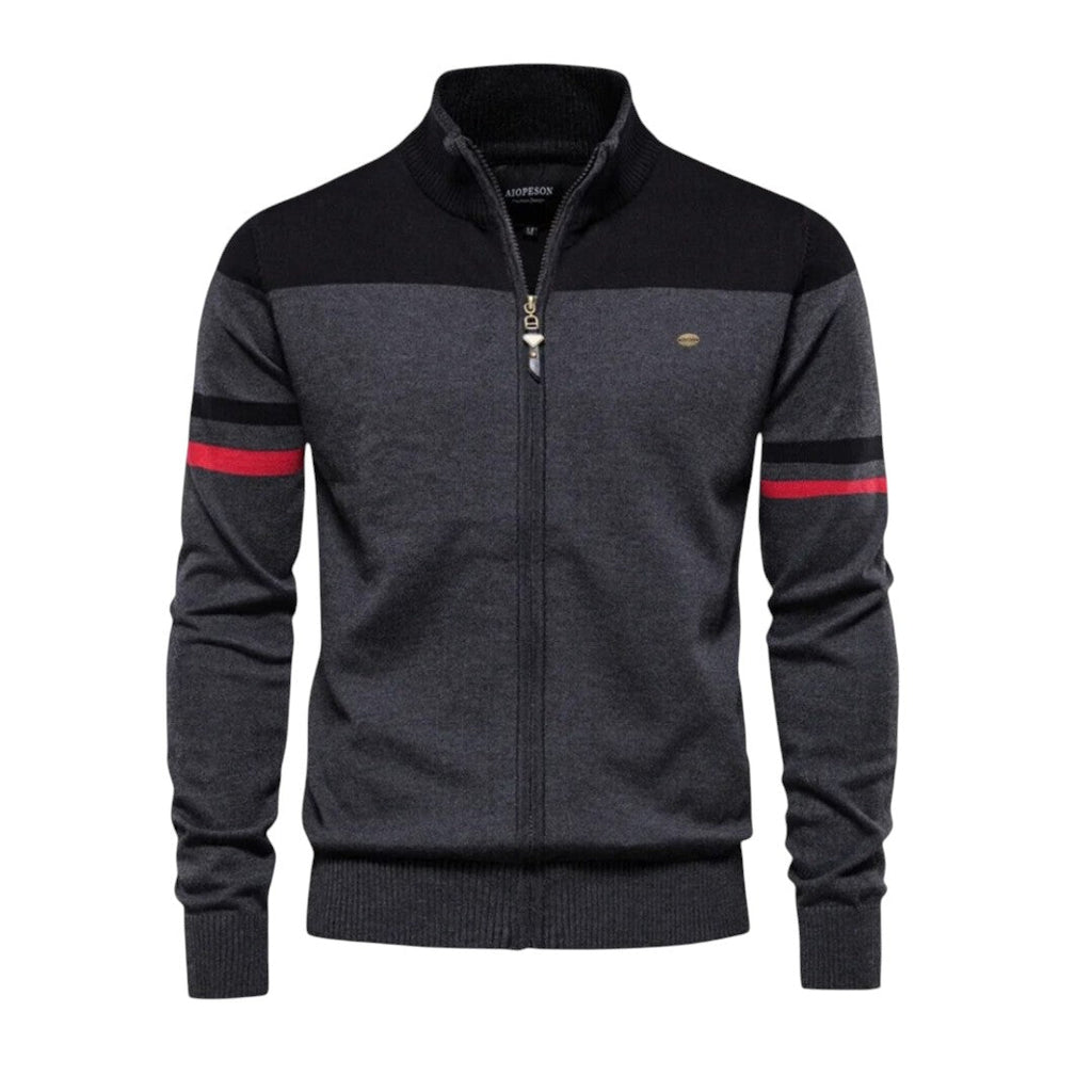 Men's black crew neck knitted jumper for autumn layering
