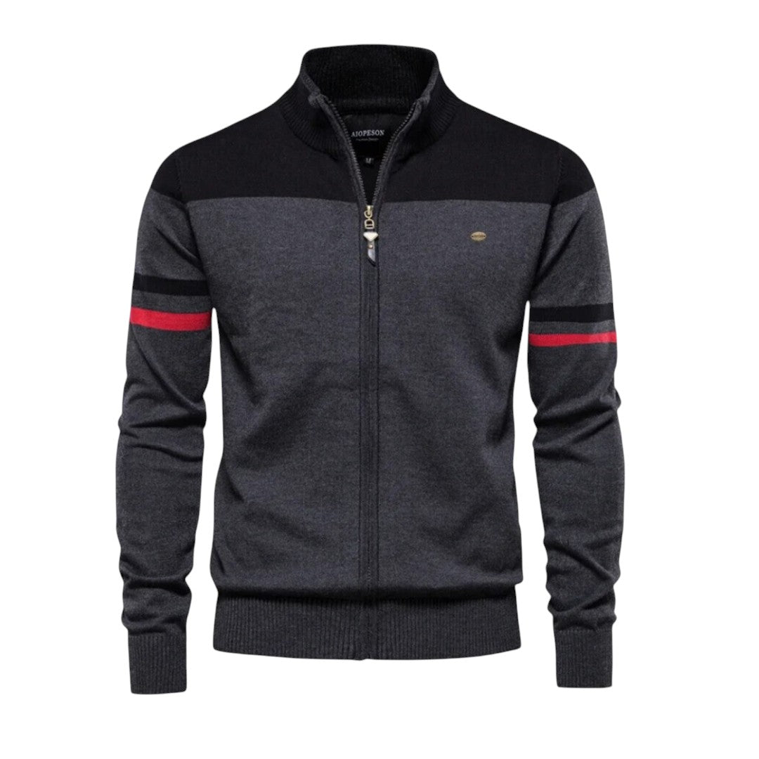 Men's black crew neck knitted jumper for autumn layering