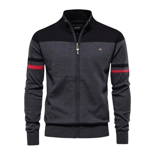 Men's black crew neck knitted jumper for autumn layering