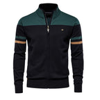 Men's black crew neck knitted jumper for autumn layering