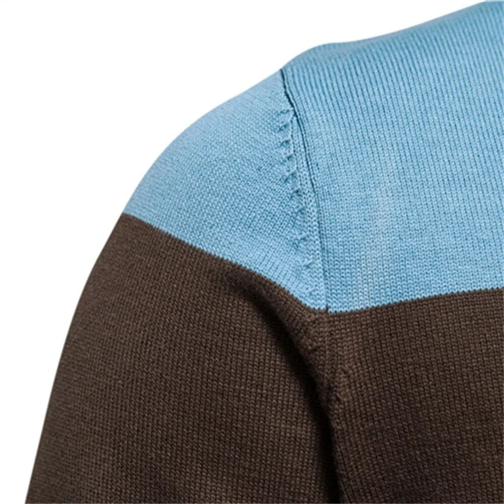 Men's black crew neck knitted jumper for autumn layering