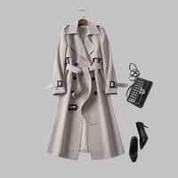 Ingrid | Women's Belted Autumn Trench Coat, Knee-Length