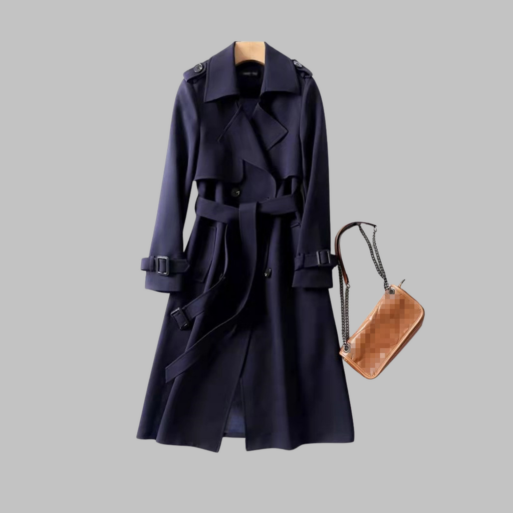 Women's khaki knee-length coat in a relaxed, loose fit