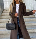 Women's dark brown long double breasted coat
