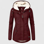 Women's Faux Fur Hood Sherpa-Lined Insulated Jacket With Zip Front