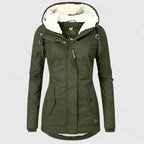 Women's Faux Fur Hood Sherpa-Lined Insulated Jacket With Zip Front