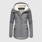 Women's Faux Fur Hood Sherpa-Lined Insulated Jacket With Zip Front