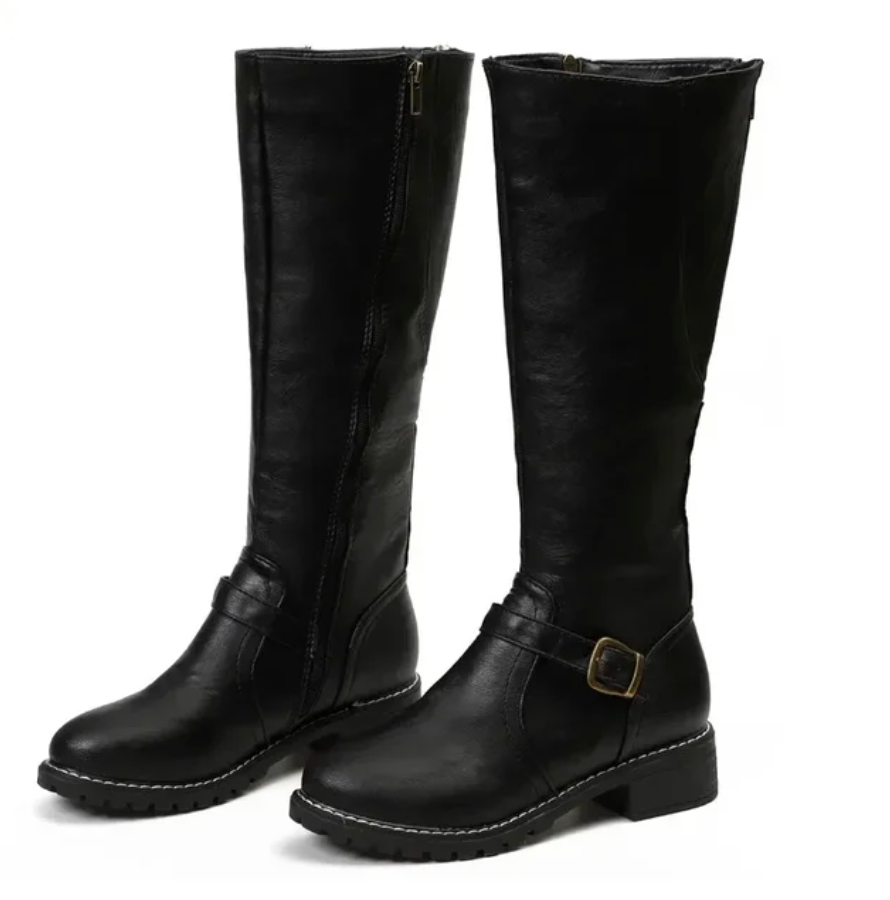 Women's brown chunky sole ankle boots in faux leather for autumn