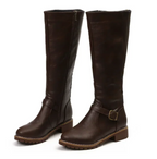 Women's brown chunky sole ankle boots in faux leather for autumn