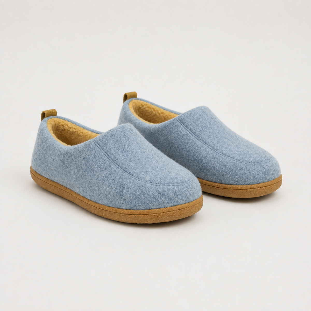 Fleece-lined house shoes with supportive cushioned sole