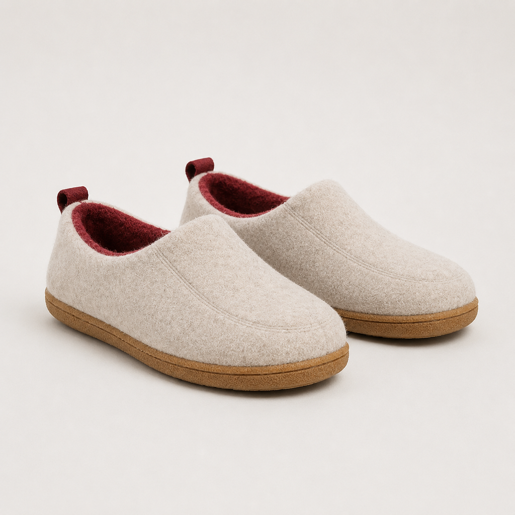 Fleece-lined house shoes with supportive cushioned sole