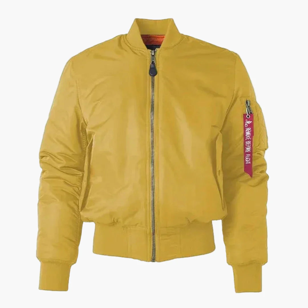 Unisex red bomber jacket in a classic street-style silhouette