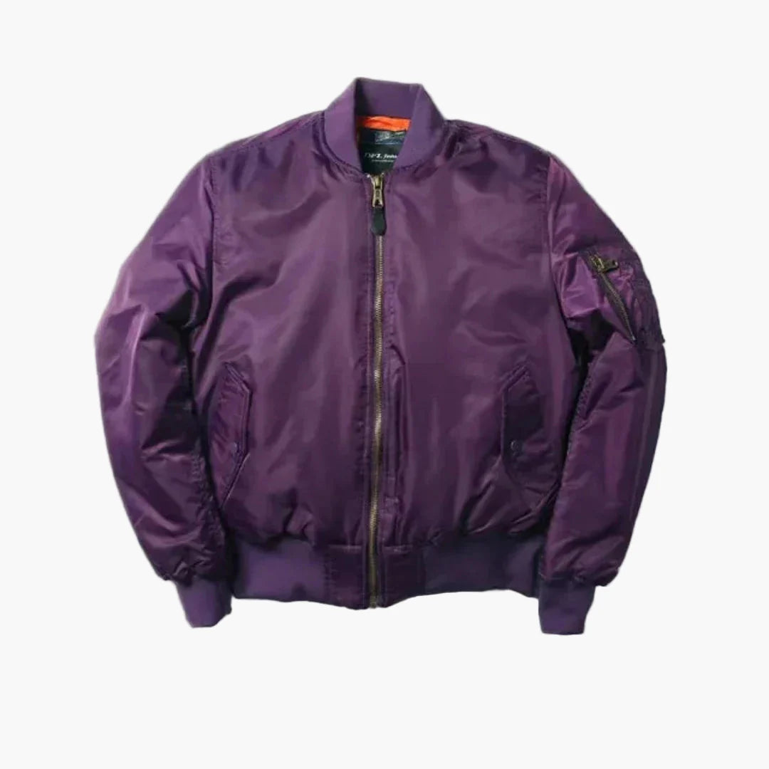 Unisex red bomber jacket in a classic street-style silhouette