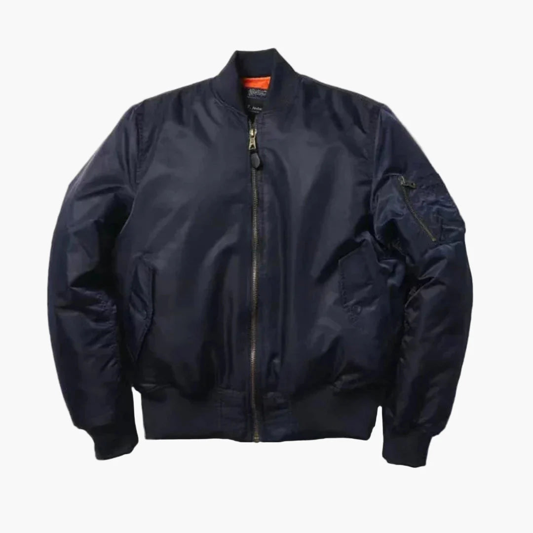Unisex red bomber jacket in a classic street-style silhouette