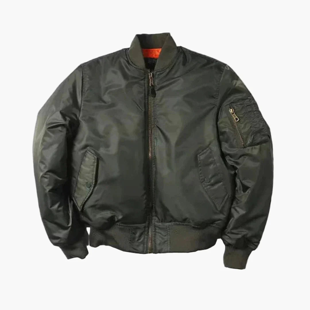 Unisex black bomber jacket in a classic street-style silhouette