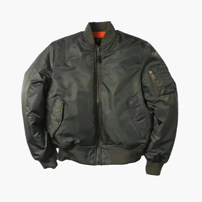 Unisex black bomber jacket in a classic street-style silhouette